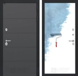 Дверь Входная Лабиринт ART Графит 28 Грунт под покраску