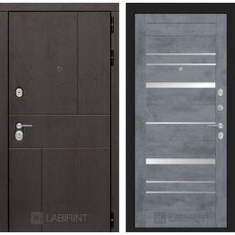 Дверь Входная Лабиринт URBAN 20 Темный бетон, зеркальные вставки, металлическая