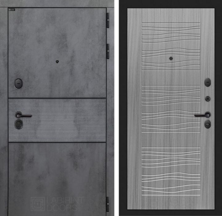 Дверь входная Лабиринт INFINITY 06 Сандал серый металлическая