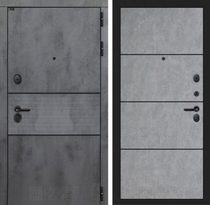 Дверь входная Лабиринт INFINITY 25 Бетон светлый (черная вставка) металлическая