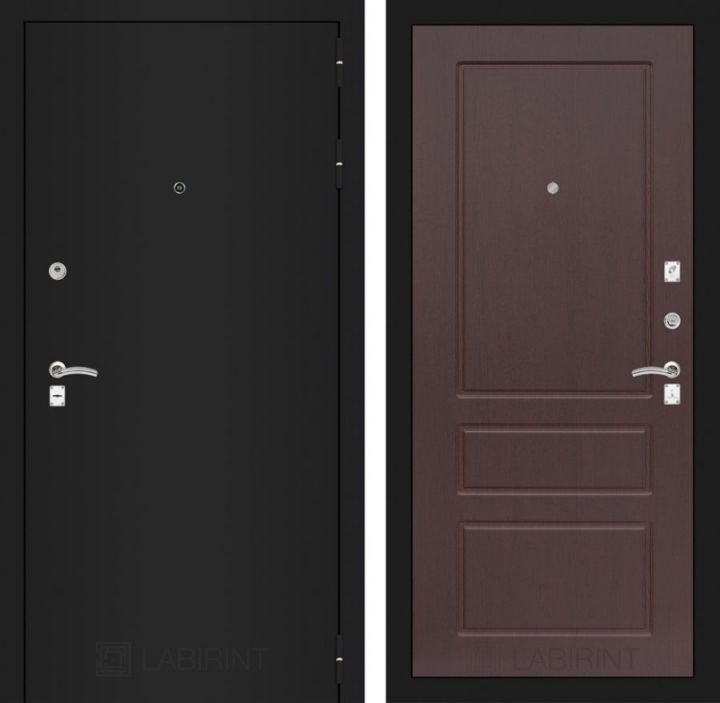 Дверь Входная Лабиринт CLASSIC шагрень черная 03 Орех премиум, металлическая