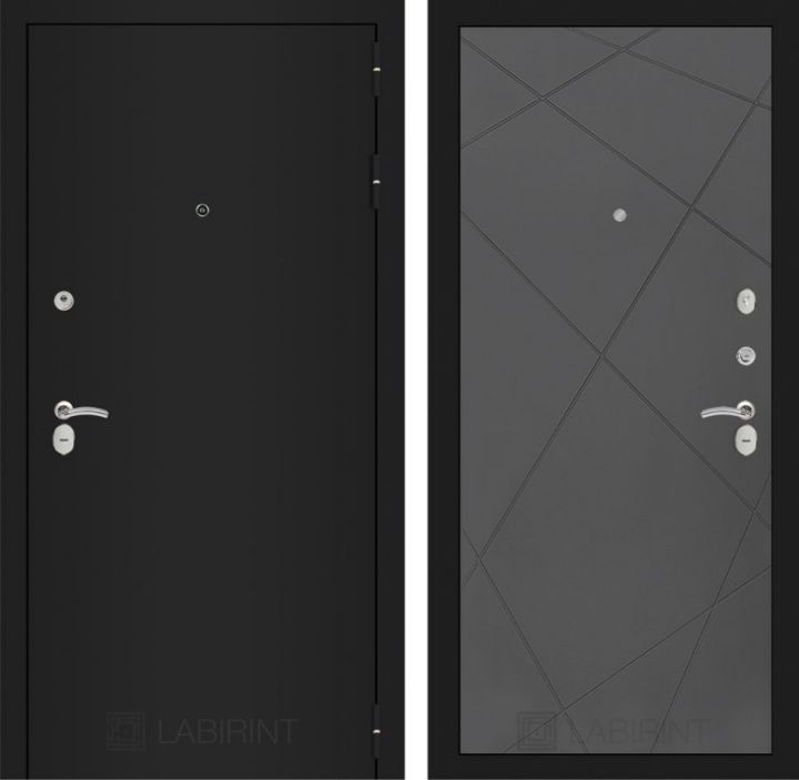 Дверь Входная Лабиринт CLASSIC шагрень черная 24 Графит софт, металлическая
