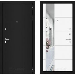 Дверь Входная Лабиринт CLASSIC шагрень черная 19 с Зеркалом Белый софт, металлическая