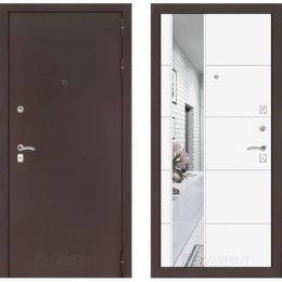 Дверь Входная Лабиринт CLASSIC антик медный 19 с Зеркалом Белый софт горизонтальная металлическая