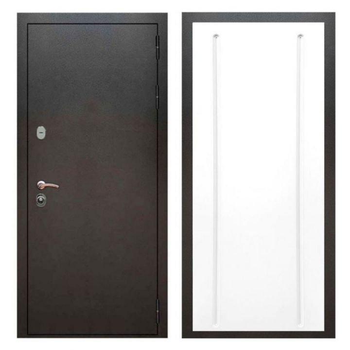 Дверь входная металлическая Лекс Х5 Серебро Антик ФЛ-68 Белый Софт