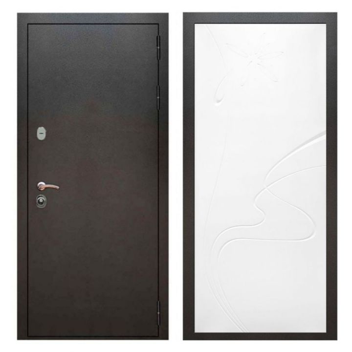 Дверь входная Армада Х5 Серебро Антик  ФЛ-258 Белый Софт