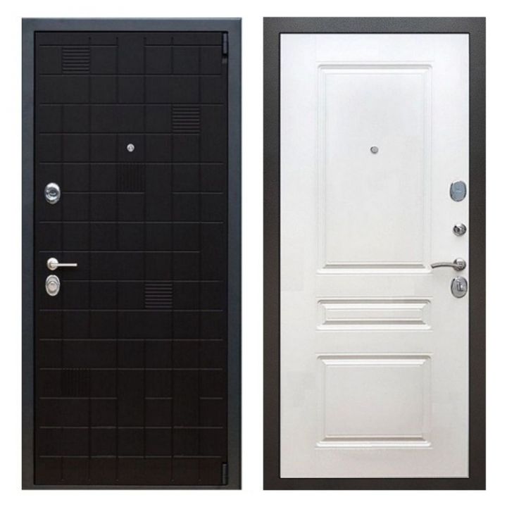 Дверь входная металлическая Армада Х12 Тетрис Ясень Черный ФЛ-243 Белый Ясень