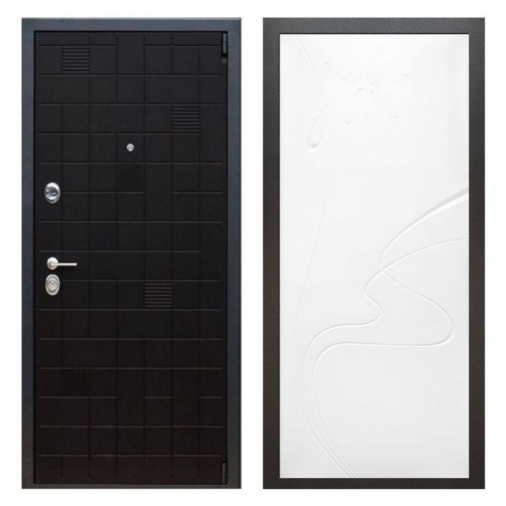 Дверь входная металлическая Армада Х12 Тетрис Ясень Черный ФЛ-258 Белый Софт