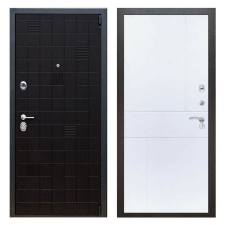 Дверь входная металлическая Армада Х12 Тетрис Ясень Черный ФЛ-290 Белый Софт