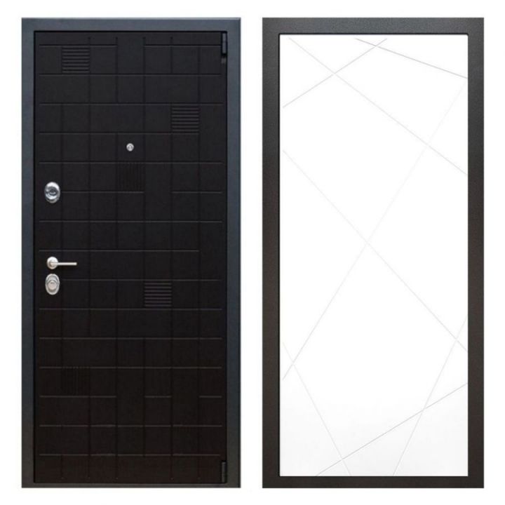 Дверь входная металлическая Армада Х12 Тетрис Ясень Черный ФЛ-291 Белый Софт