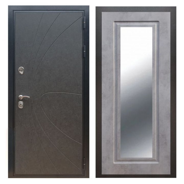 Дверь входная металлическая Армада X248 Штукатурка Графит Зеркало Мини ФЛЗ-120 Бетон Темный