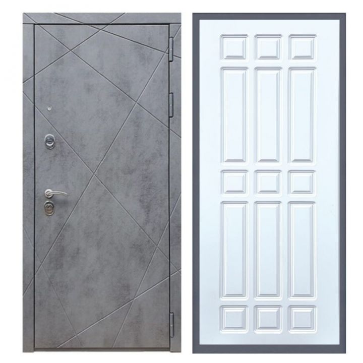 Дверь входная металлическая Лекс Х13 Бетон Темный ФЛ-33 Белый Софт
