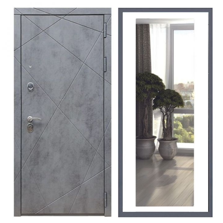 Дверь входная металлическая Армада Х13 Бетон Темный Зеркало XL Белый Софт
