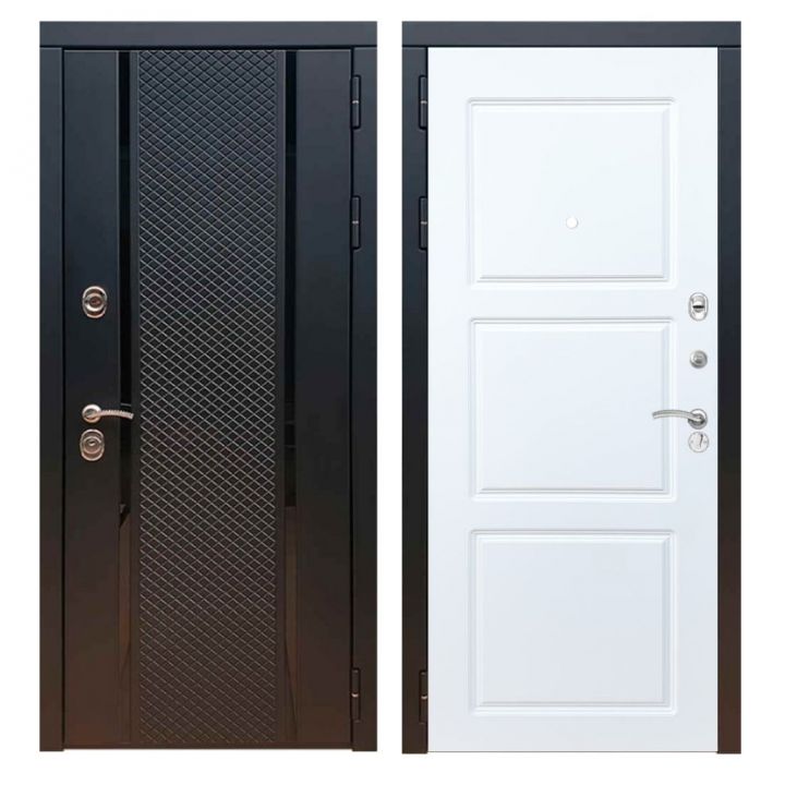 Дверь входная металлическая Армада Х25 Черный кварц ФЛ-3 Белый Софт