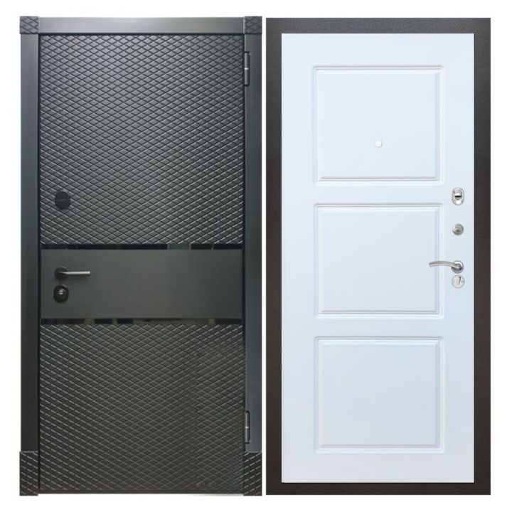 Дверь входная металлическая Армада Х15 Черный Кварц ФЛ-3 Белый Софт