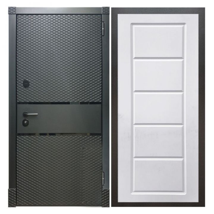 Дверь входная металлическая Армада Х15 Черный Кварц ФЛ-39 Белый Софт