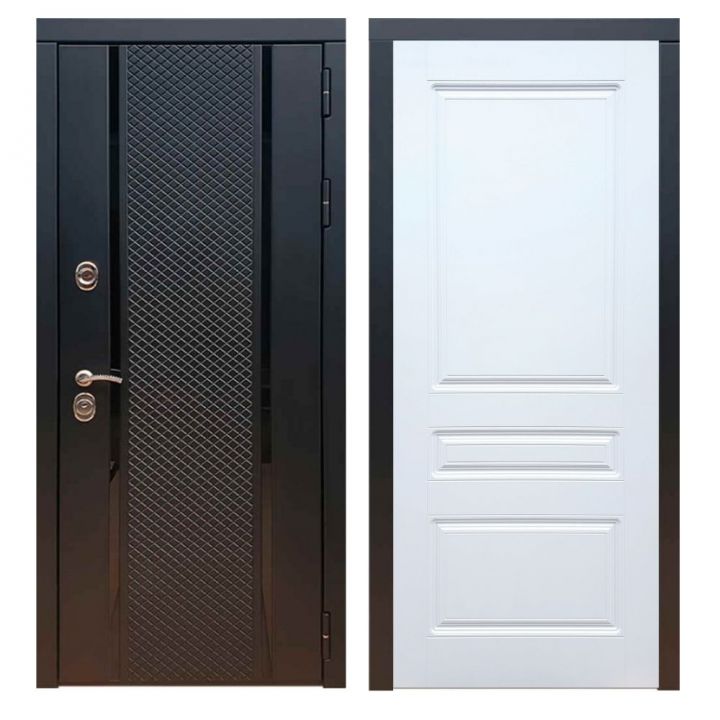 Дверь входная металлическая Армада Х25 Черный кварц ФЛ-243 Белый Софт