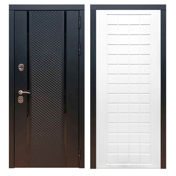 Дверь входная металлическая Армада Х25 Черный кварц ФЛ-256 Белый Софт