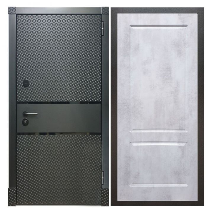 Дверь входная металлическая Армада Х15 Черный Кварц ФЛ-117 Бетон Светлый