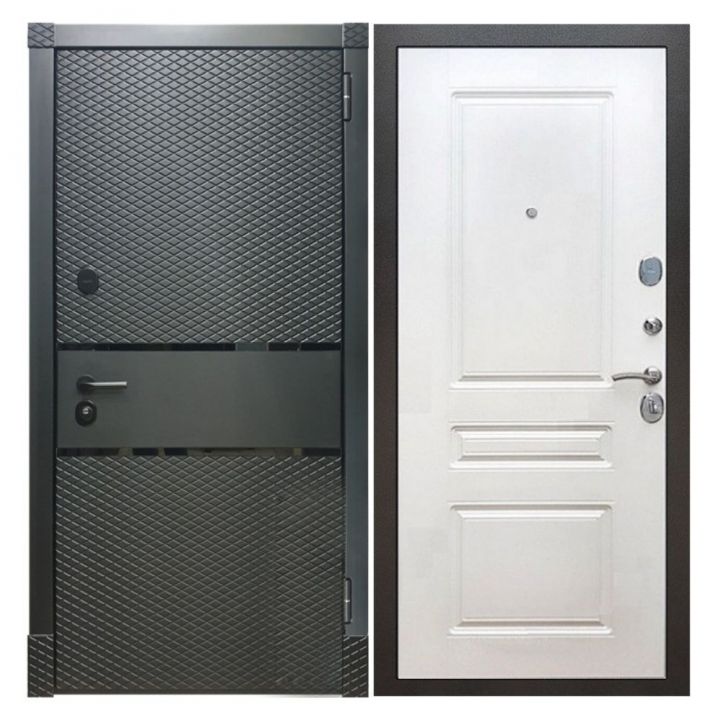 Дверь входная металлическая Армада Х15 Черный Кварц ФЛ-243 Белый Ясень