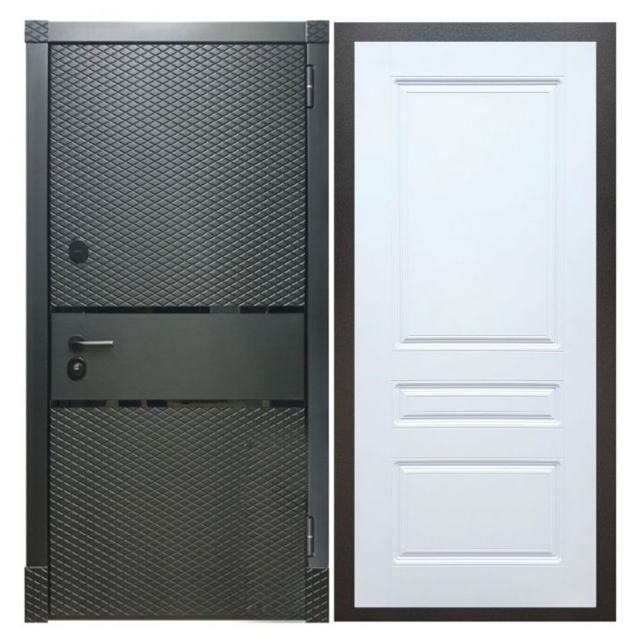 Дверь входная металлическая Армада Х15 Черный Кварц ФЛ-243 Белый Софт