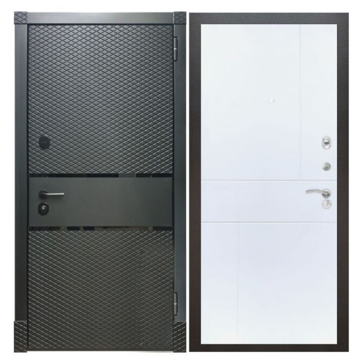 Дверь входная металлическая Армада Х15 Черный Кварц ФЛ-290 Белый Софт