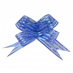 Текстильный бант Бабочка, Тонкие полосы, Синий, 10 см, 10 шт.