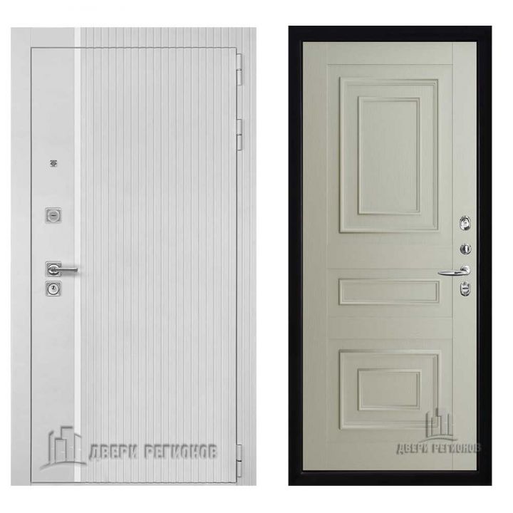 Дверь входная Двери Регионов Президент Лайн Белый Матовый Флоренция 62001 Серена Светло-серый