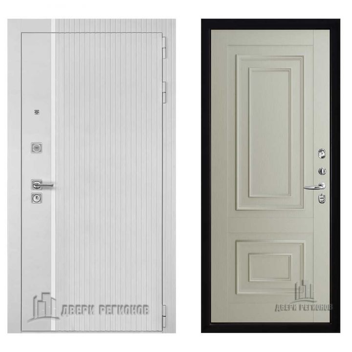 Дверь входная Двери Регионов Президент Лайн Белый Матовый Флоренция 62002 Серена Светло-серый