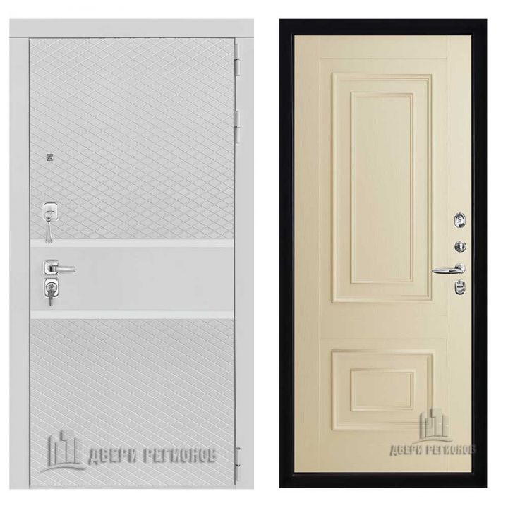 Дверь входная Двери Регионов Президент Тренд 2 Белый Матовый Флоренция 62002 Серена Керамик металлическая