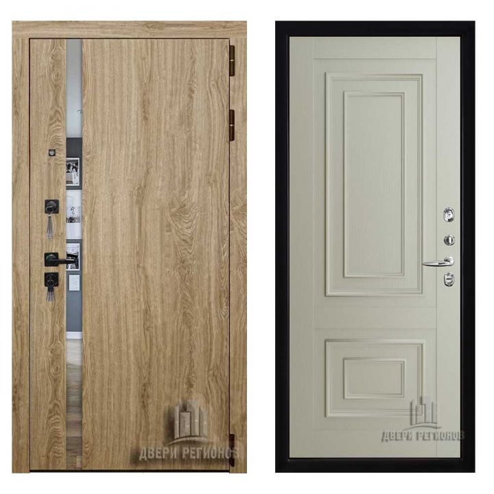 Дверь входная Двери Регионов TESLA Дуб мелфорд софт LW Флоренция 62002 Серена Светло-серый металлическая