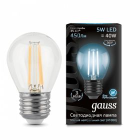 Лампа (LED) Светодиодная Gauss 5W E27 4100K Filament Globe 105802205 / Гаус