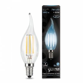 Лампа (LED) Светодиодная Gauss 7W E14 4100K Filament Candle tailed 104801207 / Гаус