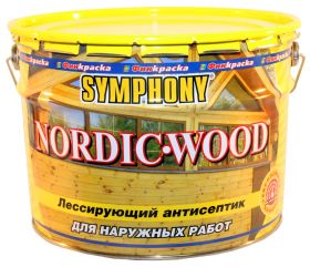 Лессирующий Антисептик Финкраска Symphony NORDIC WOOD 3л для Обработки Наружных Деревянных Поверхностей / Симфония Нордик Вуд