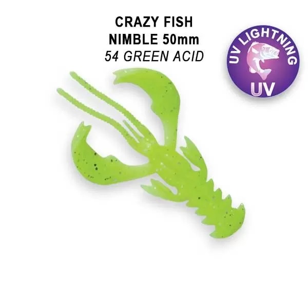 Приманка Crazy Fish Nimble, цвет 54 - Green Acid
