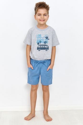 Пижама детская для мальчиков TARO Zane 2947-2948-01, футболка и шорты, серый
