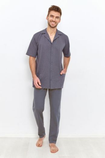 Пижама мужская TARO Simon 2943-2944-01, рубашка и брюки, серый