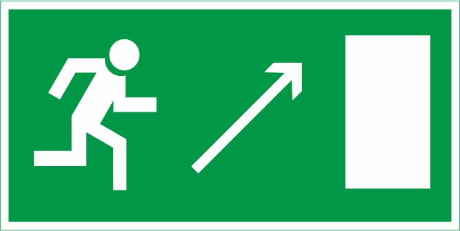 E05 "Направление к эвакуационному выходу направо вверх"