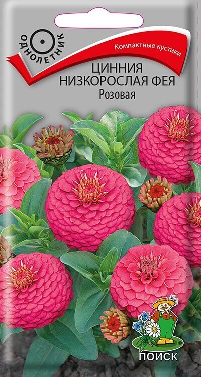 Семена Цинния низкорослая Фея Розовая 0,1 гр