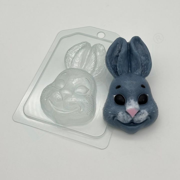 Пластиковая форма для мыла и шоколада Заяц уши торчком