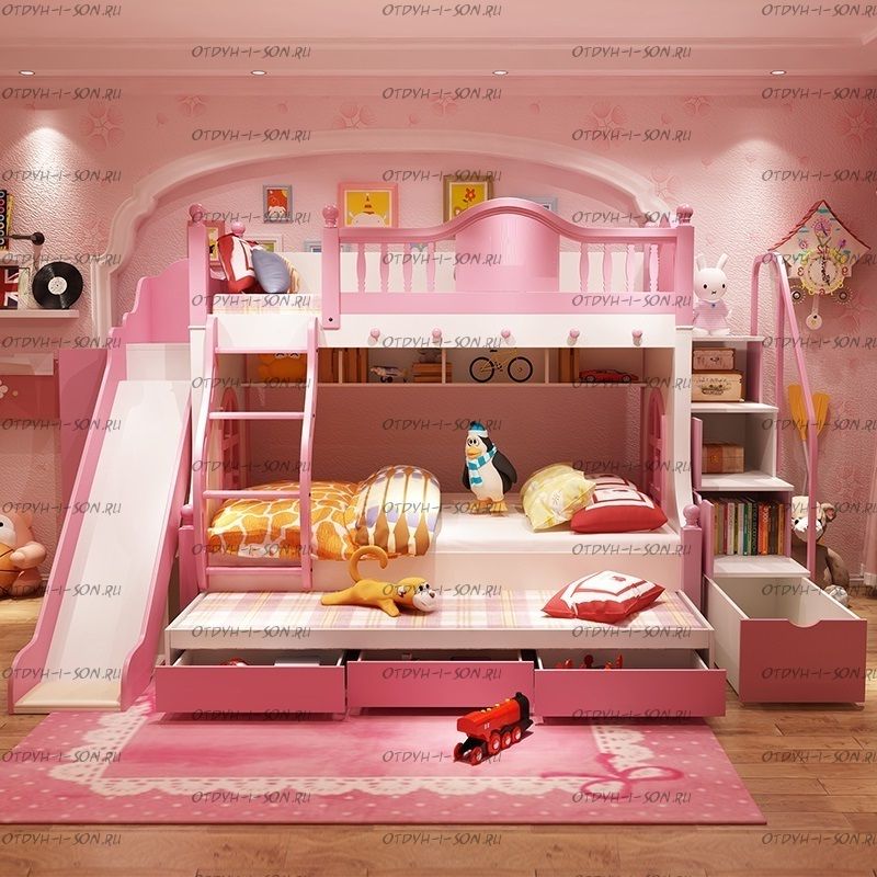 Кровать двухъярусная домик Принцесса Fantasy №IR07