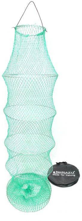 Садок Namazu круглый (восьмерка), усиленный трос 1х19, 7 колец, 18 нитей, L-186 см (зеленый)