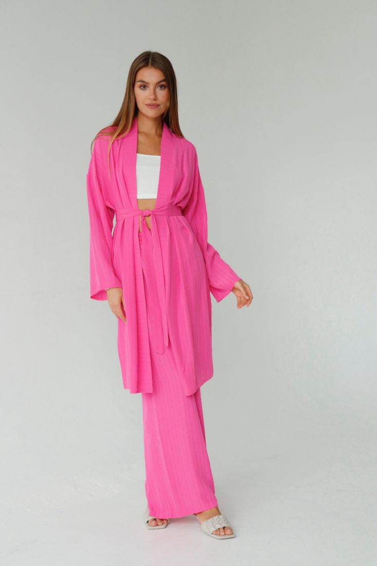 9356 Костюм из кимоно и брюк-палаццо ярко-розовый
