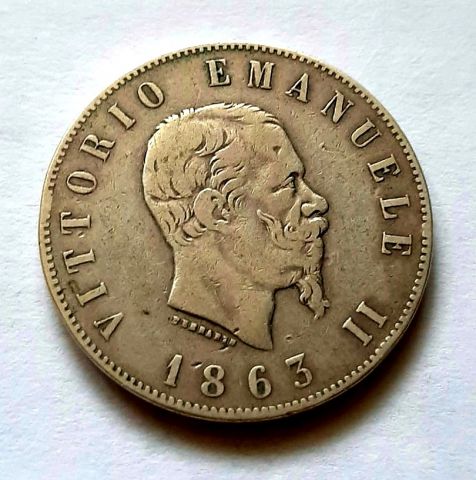 2 лиры 1863 Италия XF Турин