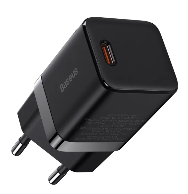Сетевое зарядное устройство Baseus GaN3 Fast Charger 1C 30W EU Black (CCGN010101)
