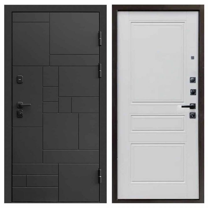 Входная дверь Termo-door Квадро BLACK Классик белый матовый