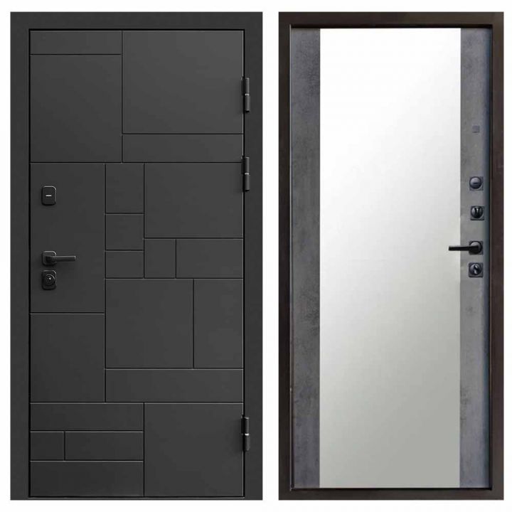 Входная дверь Termo-door Квадро BLACK Зеркало бетон темный