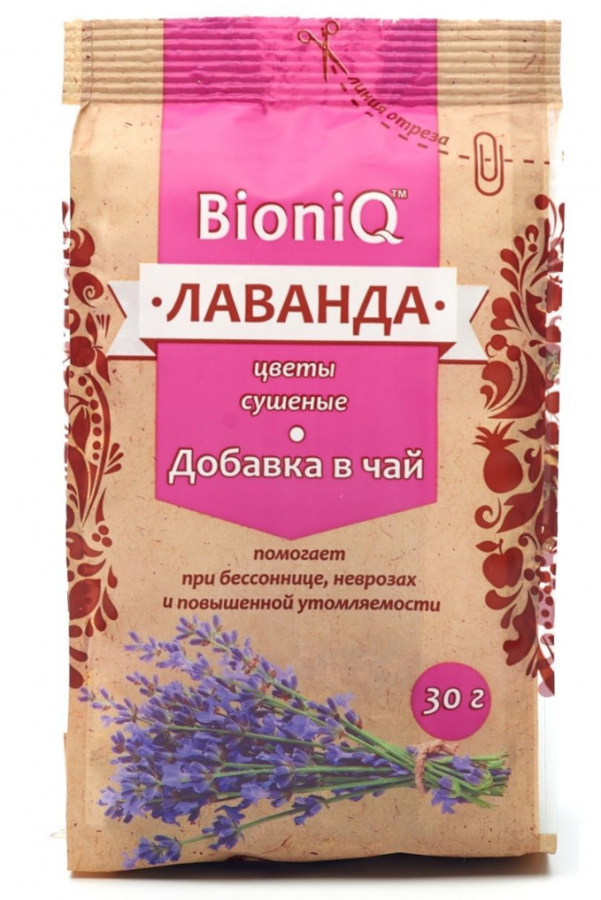 BioniQ Лаванда горная сушеная 30г, добавка в чай, набор трав