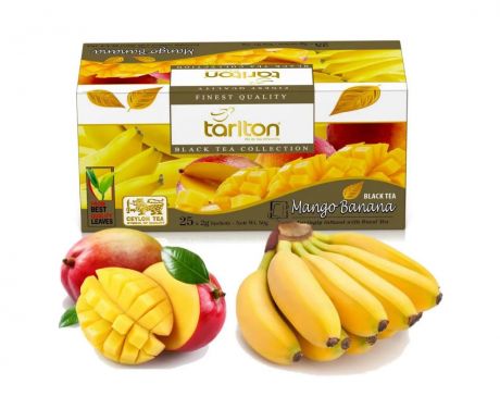 Чай черный цейлонский Tarlton mango banana со вкусом манго и банана, 25 пак., Шри-Ланка