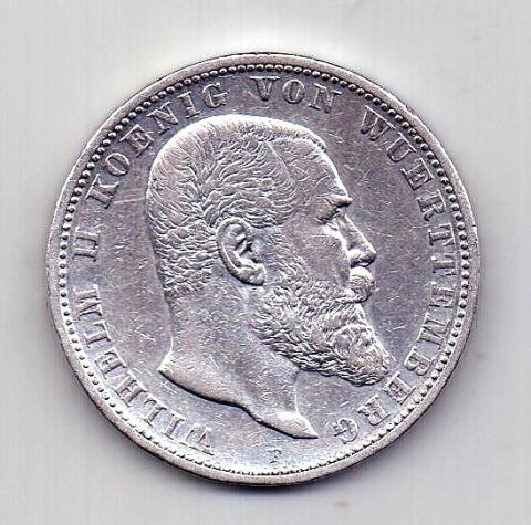 5 марок 1904 Вюртемберг AUNC Германия